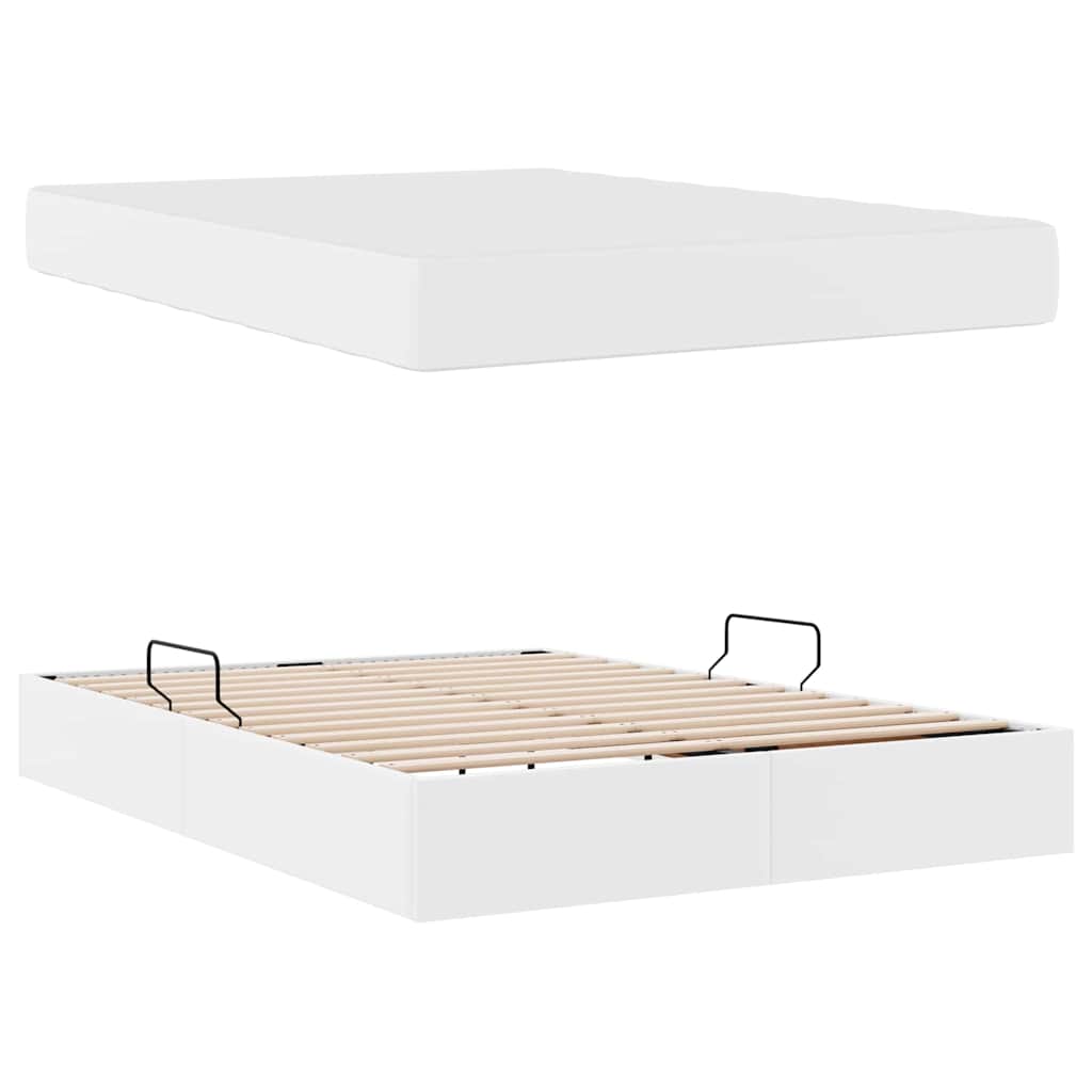 Lit avec rangement et matelas avec matelas 2 pcs Blanc Cuir - XIOS
