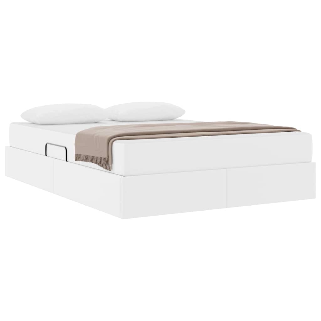 Lit avec rangement et matelas avec matelas 2 pcs Blanc Cuir - XIOS