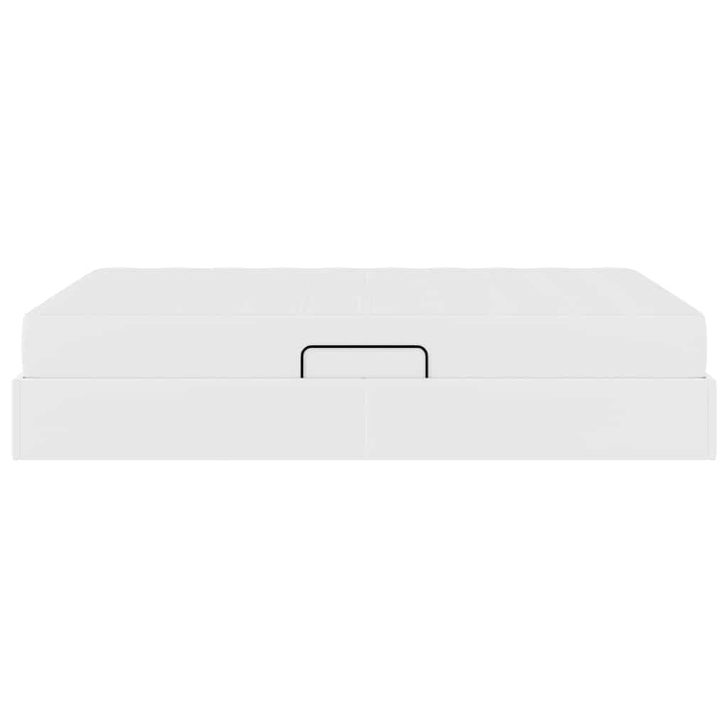 Lit avec rangement et matelas avec matelas 2 pcs Blanc Cuir - XIOS