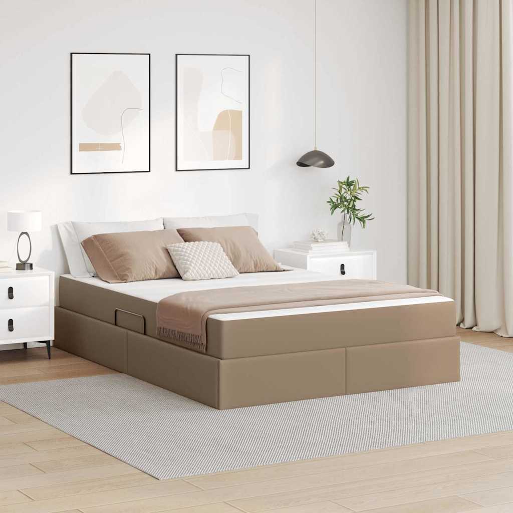 Lit avec rangement et matelas 2 pcs Cappuccino Cuir - XIOS