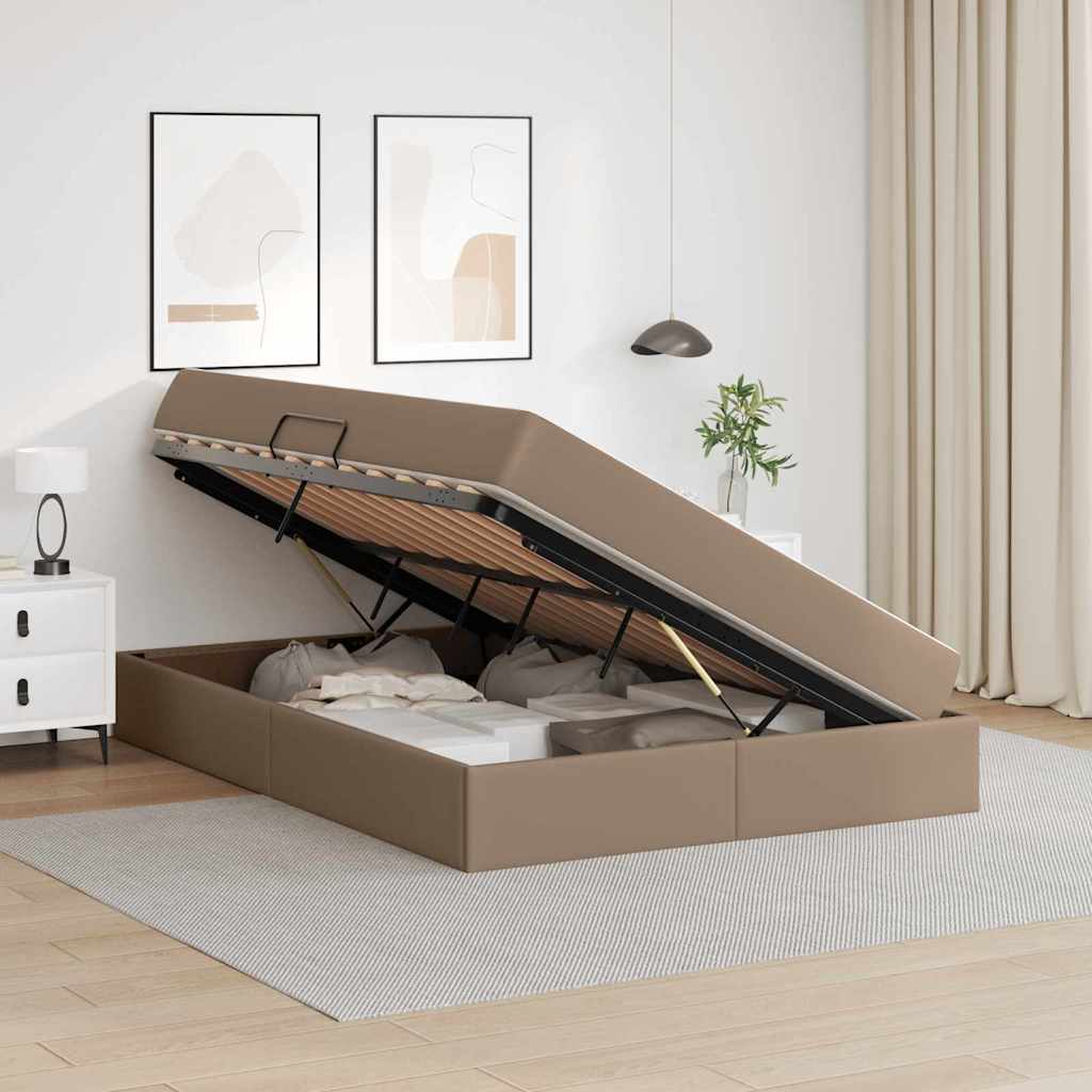 Lit avec rangement et matelas 2 pcs Cappuccino Cuir - XIOS