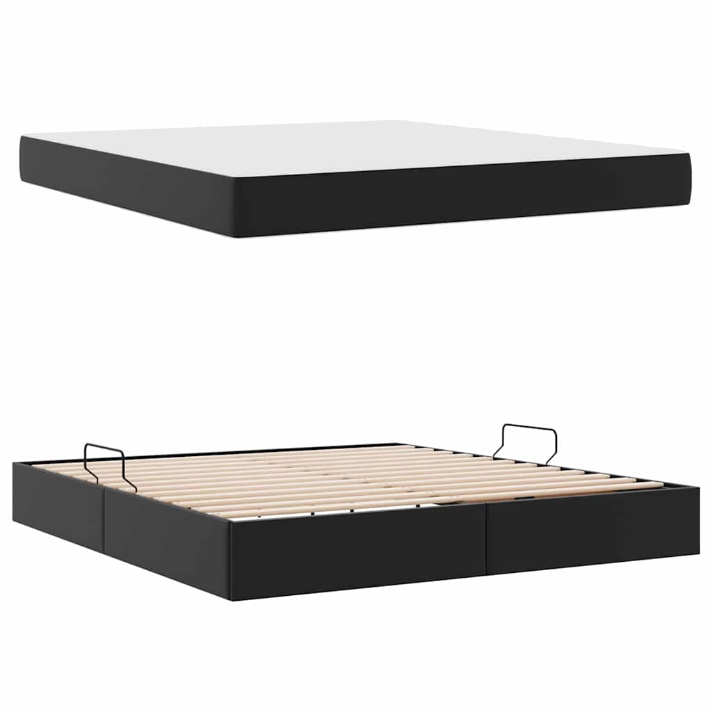 Lit avec rangement et matelas avec matelas 2 pcs Noir Cuir - XIOS