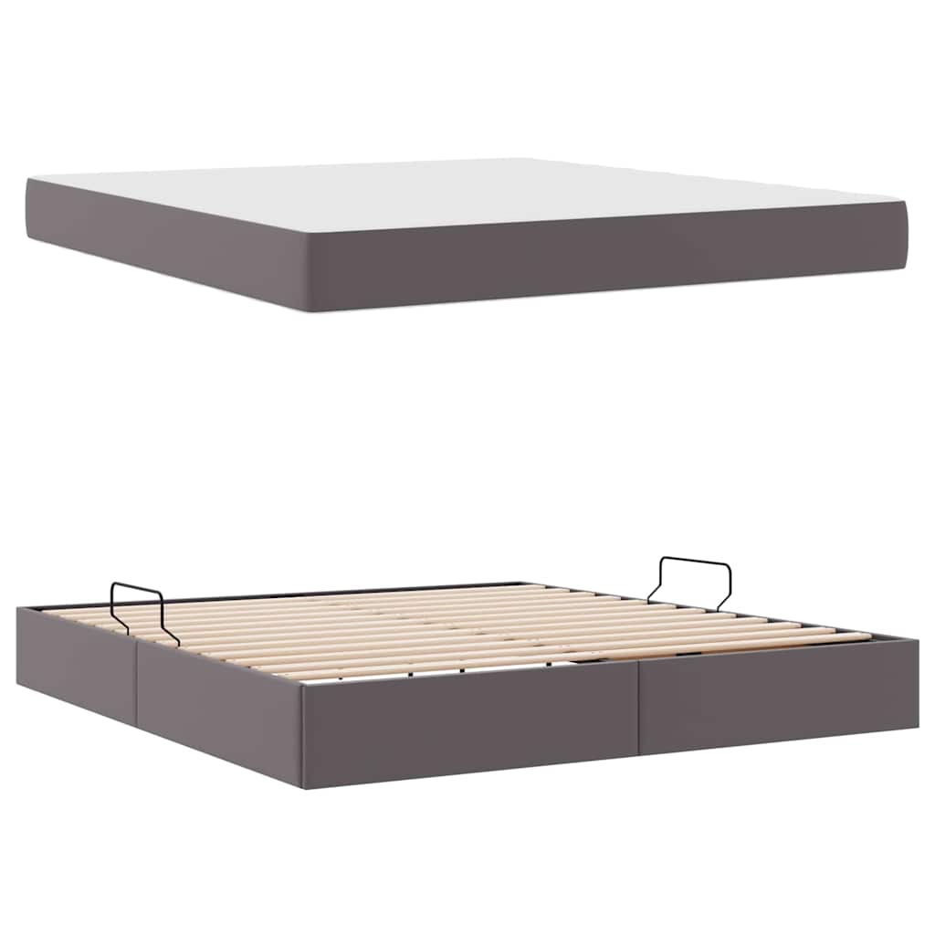 Lit avec rangement et matelas avec matelas 2 pcs Gris Cuir - XIOS