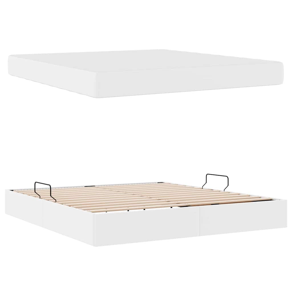 Lit avec rangement et matelas avec matelas 2 pcs Blanc Cuir - XIOS