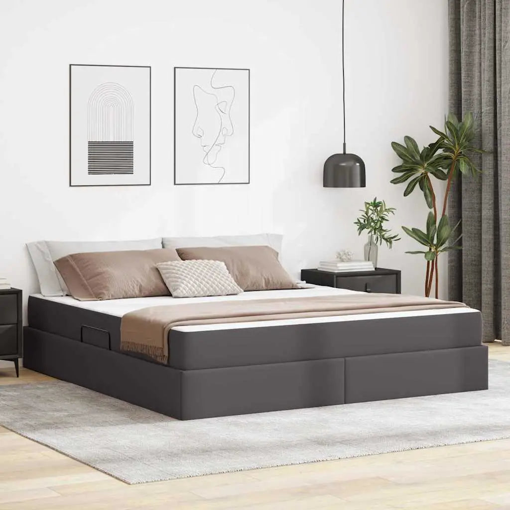 Lit avec rangement et matelas avec stockage 2 pc Gris Cuir - XIOS