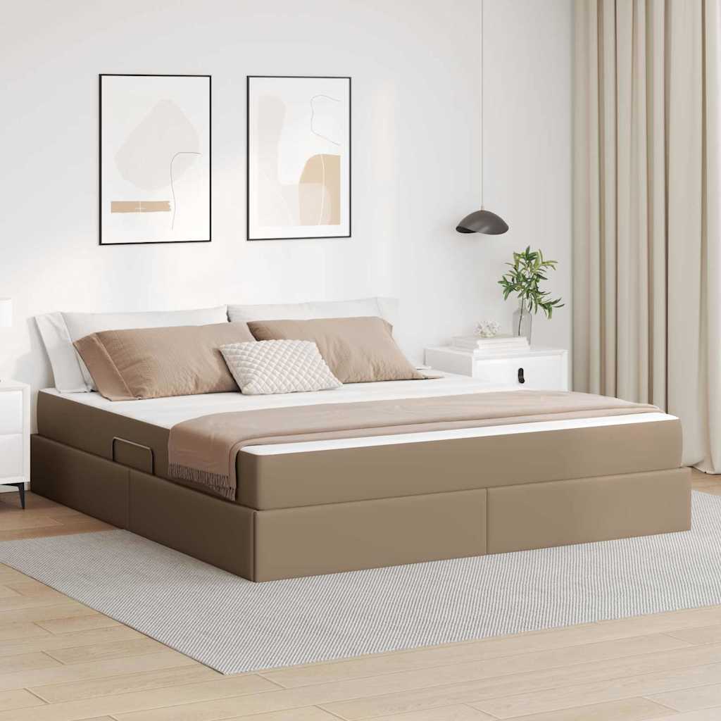 Lit avec rangement et matelas 2 pcs Cappuccino Cuir - XIOS