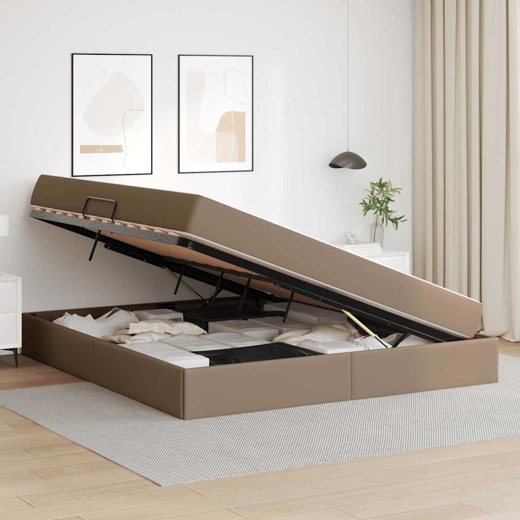 Lit avec rangement et matelas 2 pcs Cappuccino Cuir - XIOS