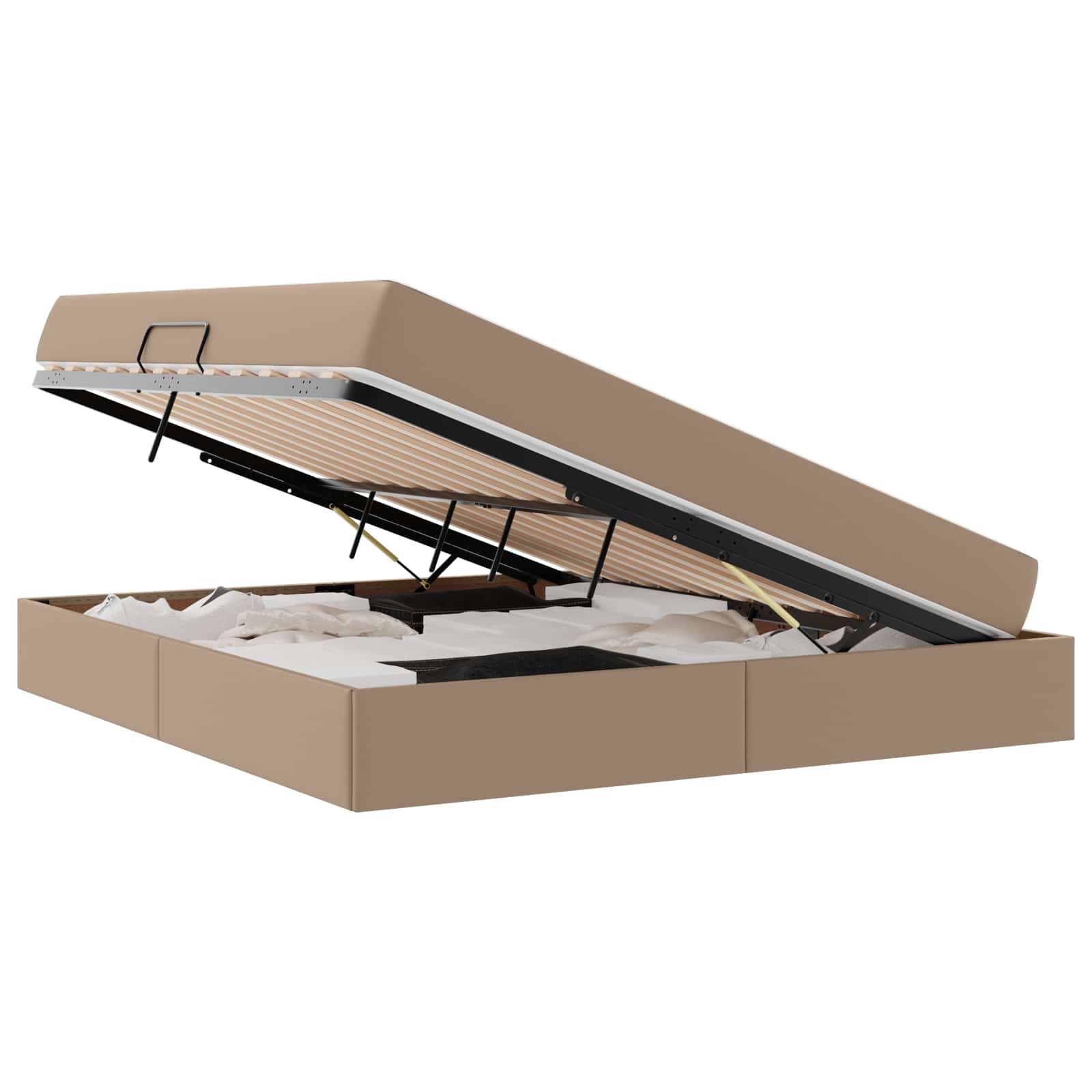 Lit avec rangement et matelas 2 pcs Cappuccino Cuir - XIOS