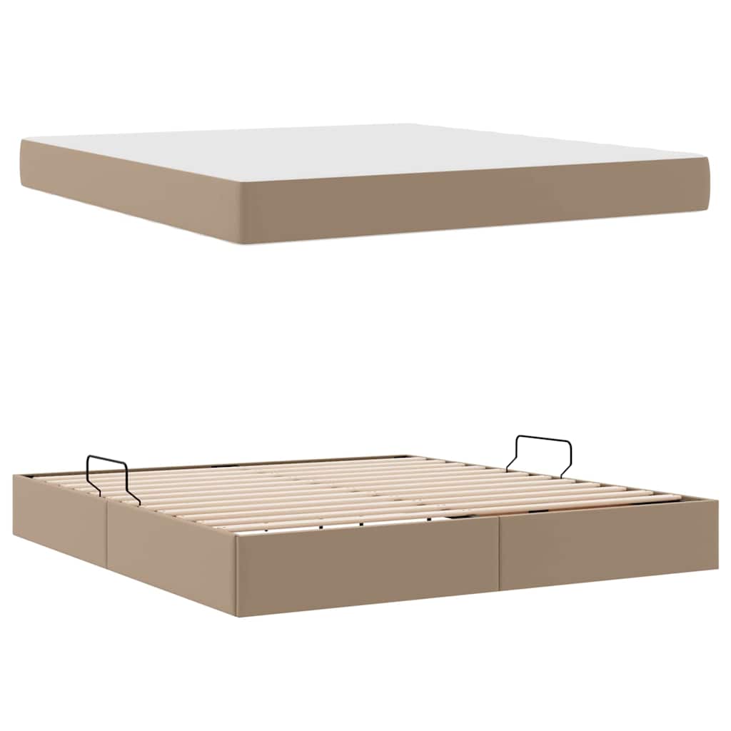 Lit avec rangement et matelas 2 pcs Cappuccino Cuir - XIOS