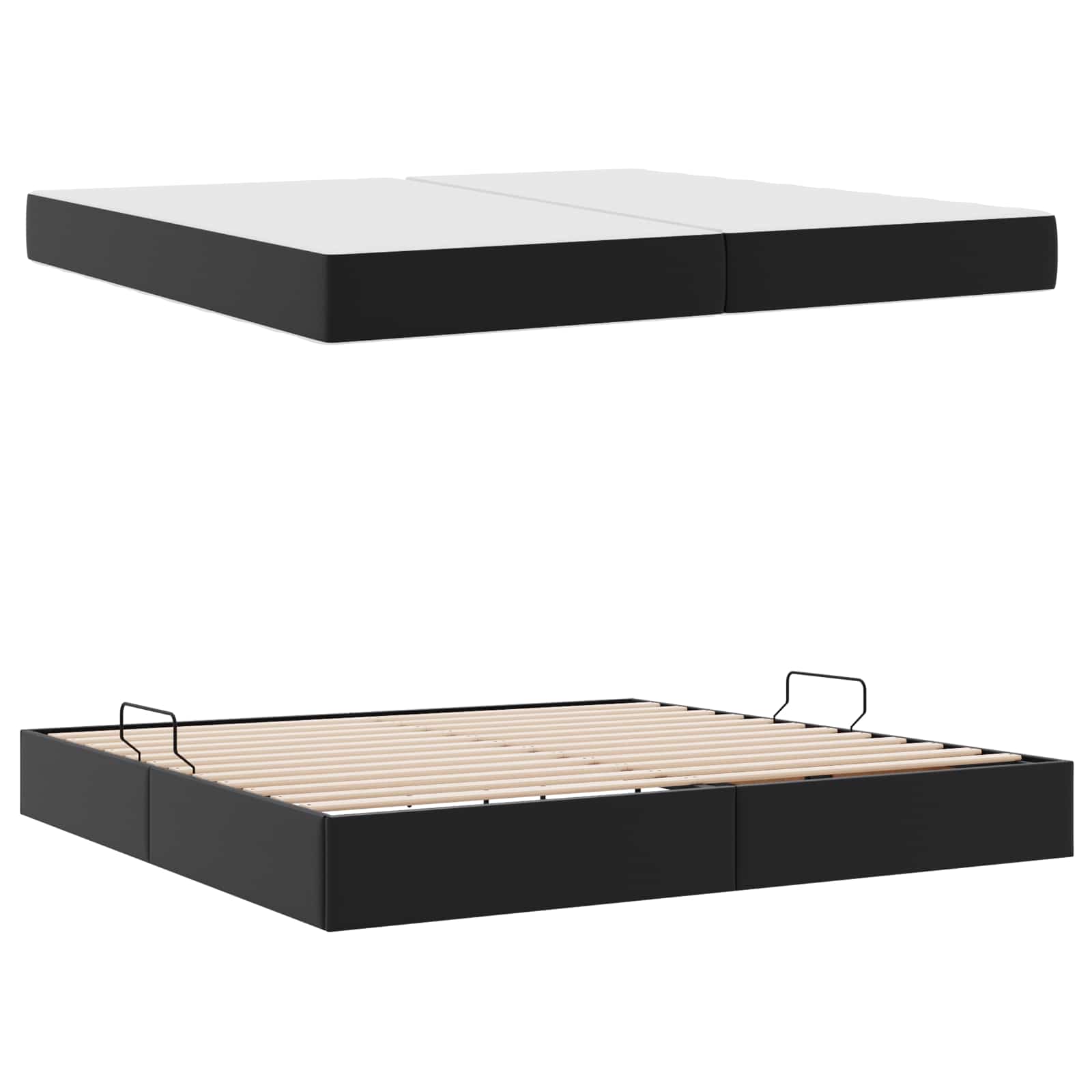 Lit avec rangement et matelas avec matelas 2 pcs Noir Cuir - XIOS