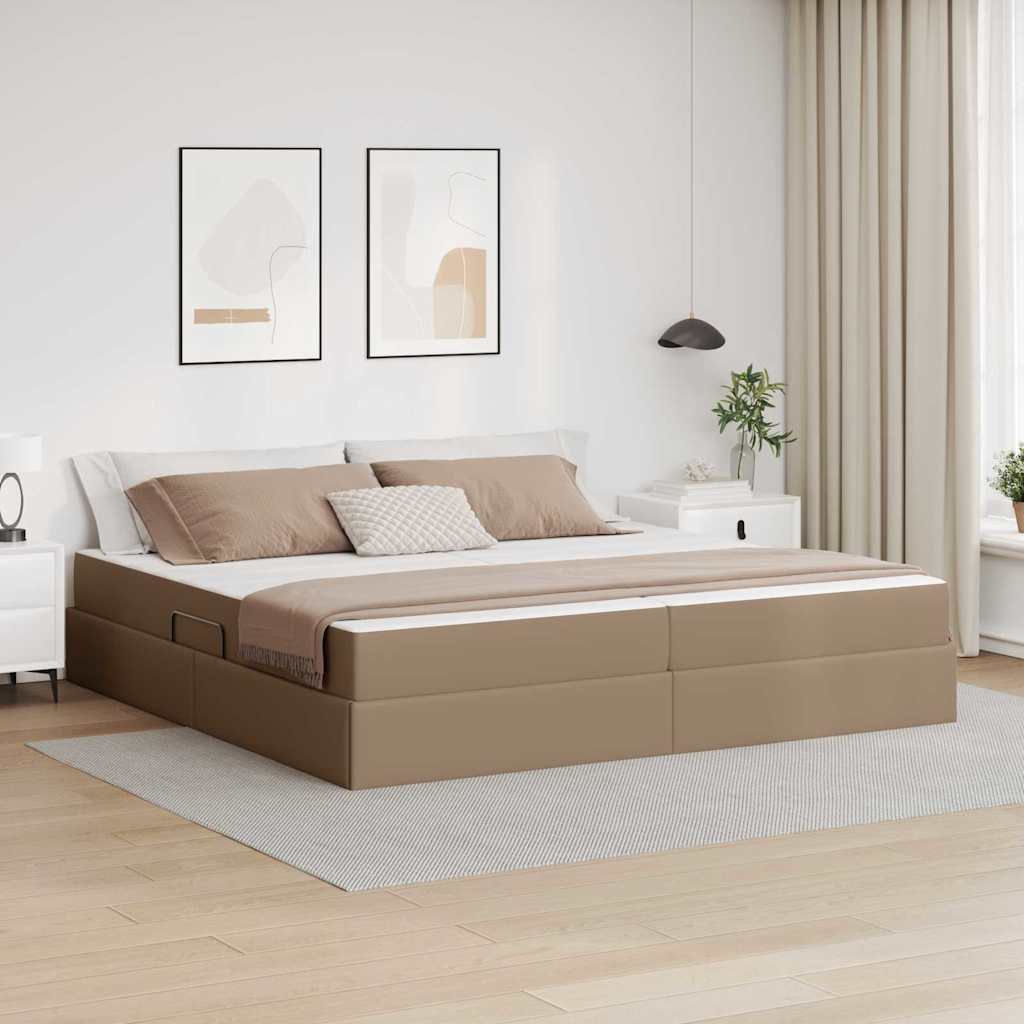 Lit avec rangement et matelas 2 pcs Cappuccino Cuir - XIOS