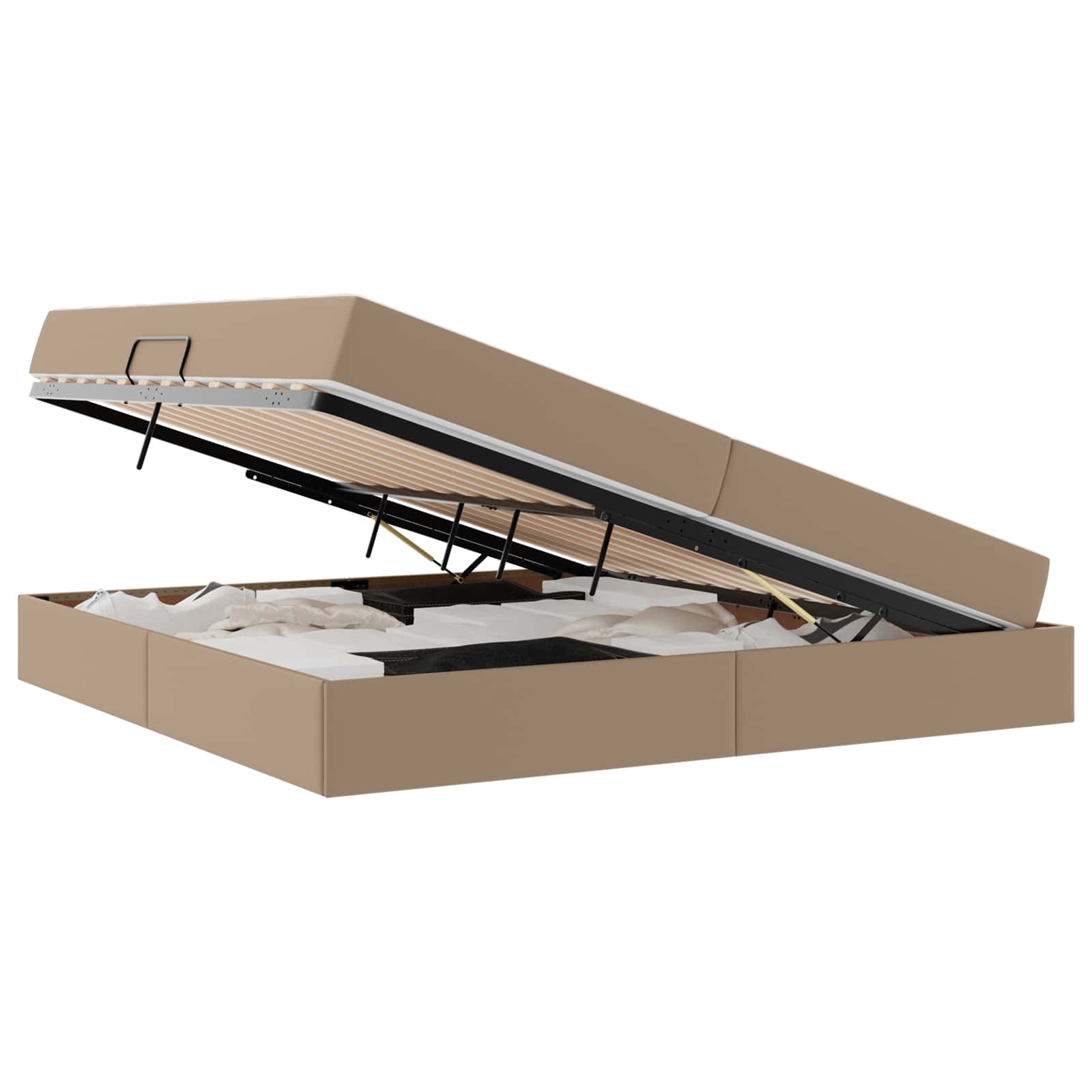 Lit avec rangement et matelas 2 pcs Cappuccino Cuir - XIOS