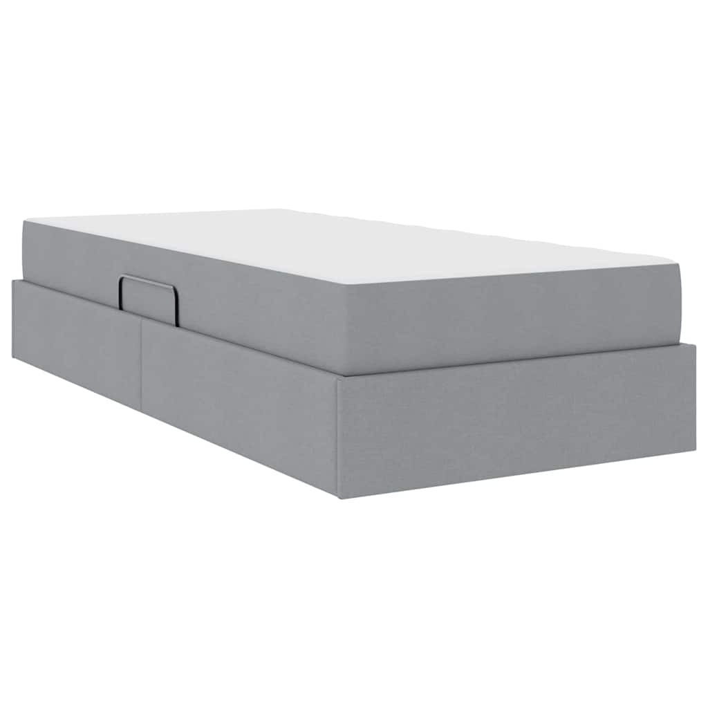 Lit avec rangement et matelas Gris clair 90 x 190 cm Polyester - XIOS
