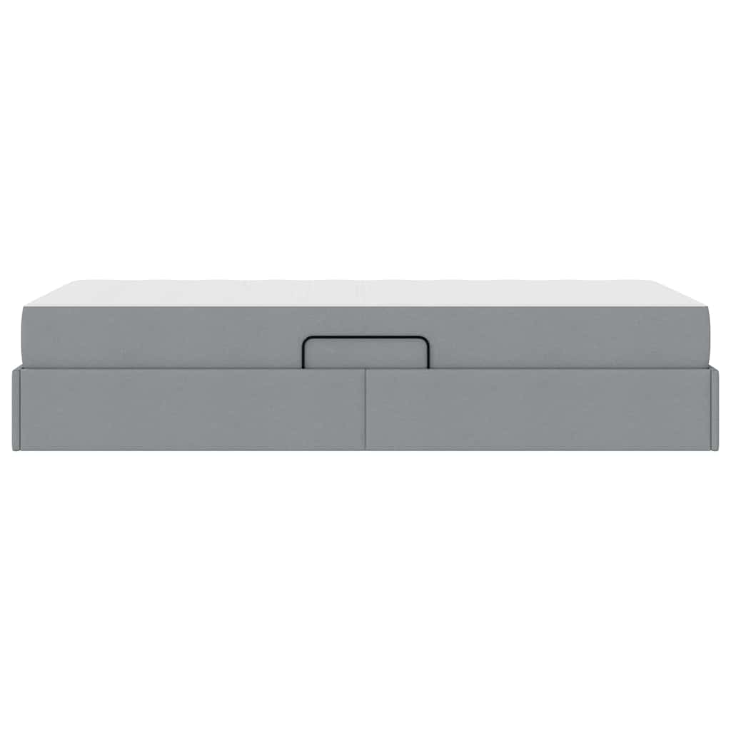 Lit avec rangement et matelas Gris clair 90 x 190 cm Polyester - XIOS