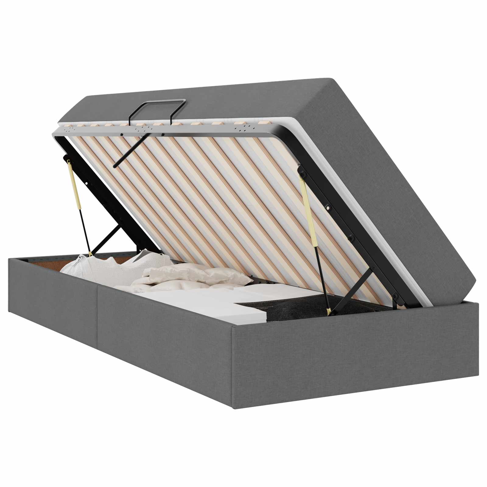 Lit avec rangement et matelas Gris foncé 90 x 190 cm Polyester - XIOS