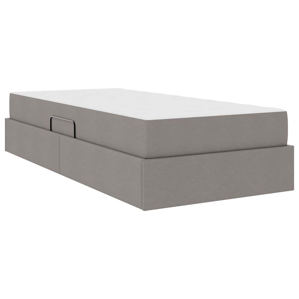 Lit avec rangement et matelas Taupe 90 x 190 cm Polyester - XIOS