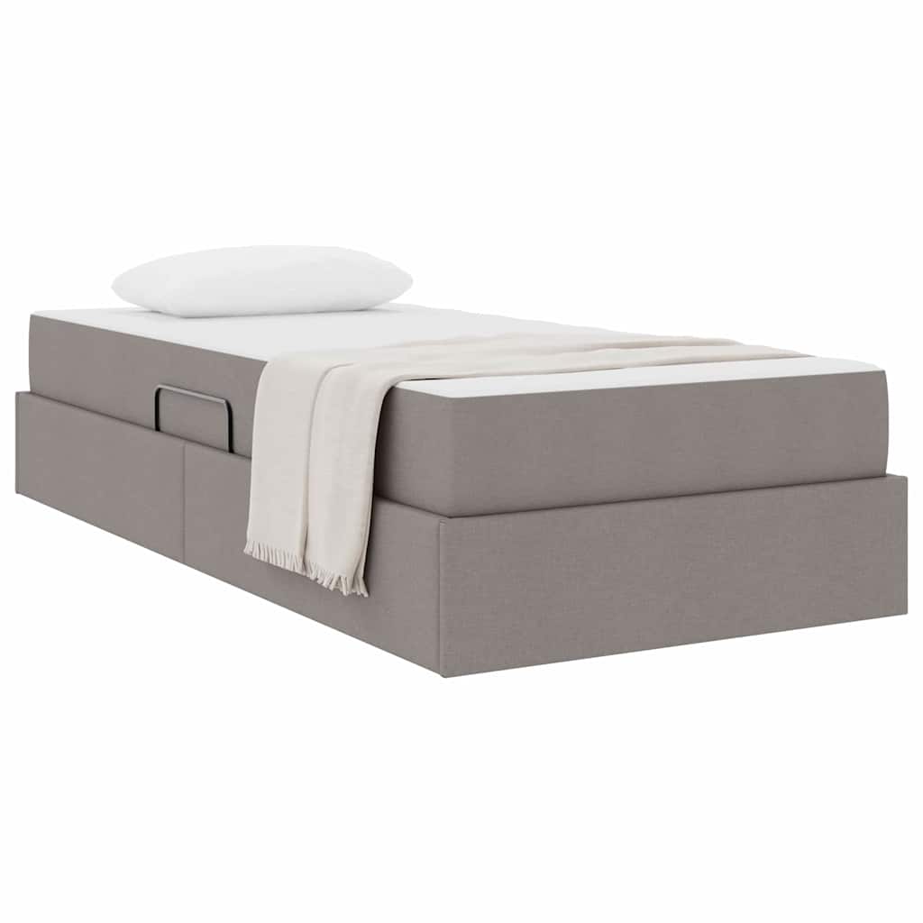 Lit avec rangement et matelas Taupe 90 x 190 cm Polyester - XIOS