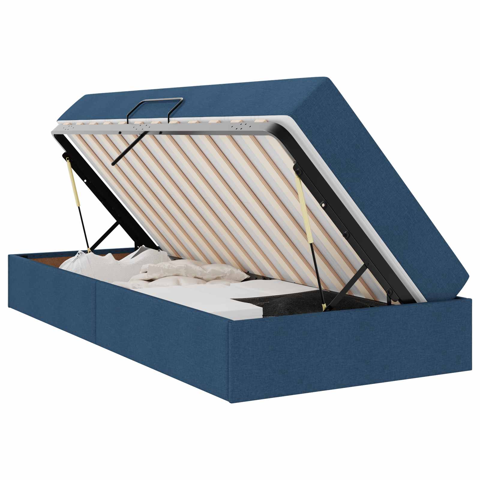 Lit avec rangement et matelas Bleu 90 x 190 cm Polyester - XIOS