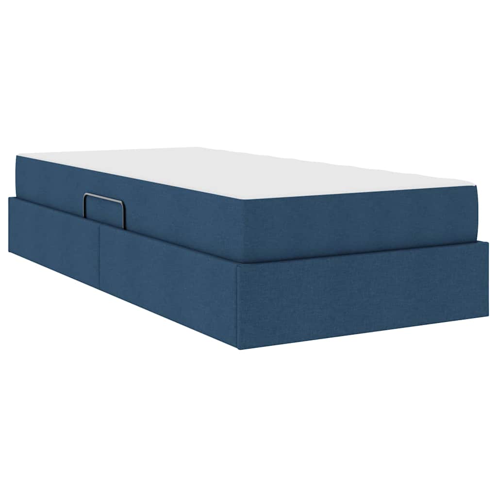Lit avec rangement et matelas Bleu 90 x 190 cm Polyester - XIOS