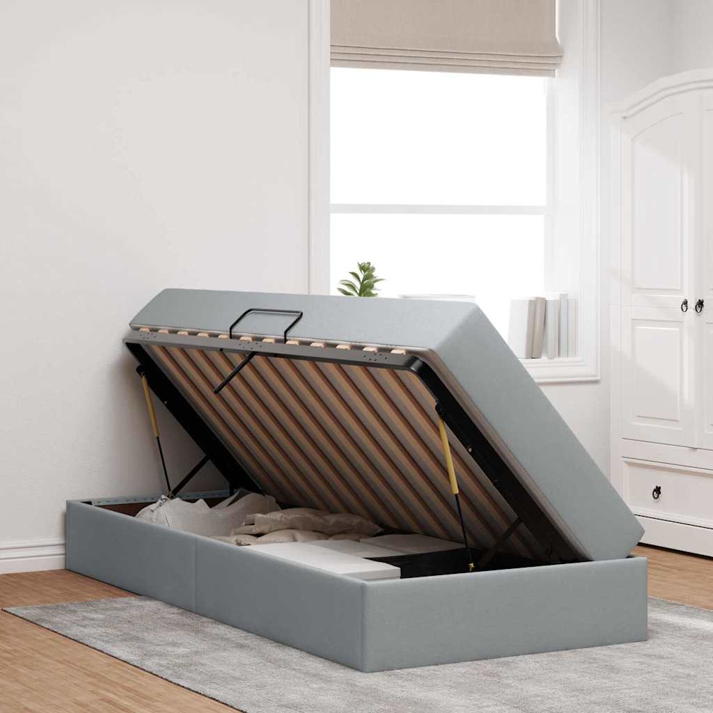 Lit avec rangement et matelas Gris clair 90 x 200 cm Polyester - XIOS