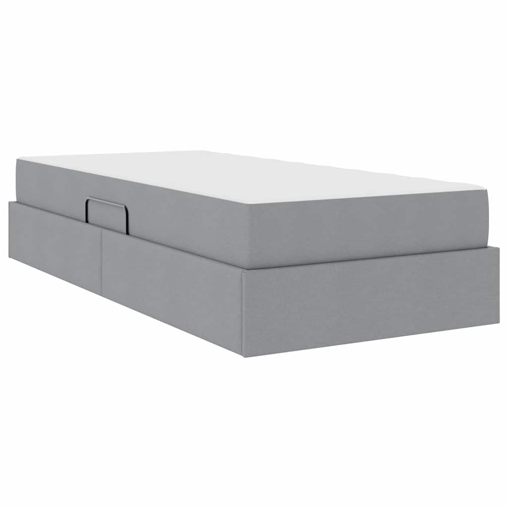 Lit avec rangement et matelas Gris clair 90 x 200 cm Polyester - XIOS