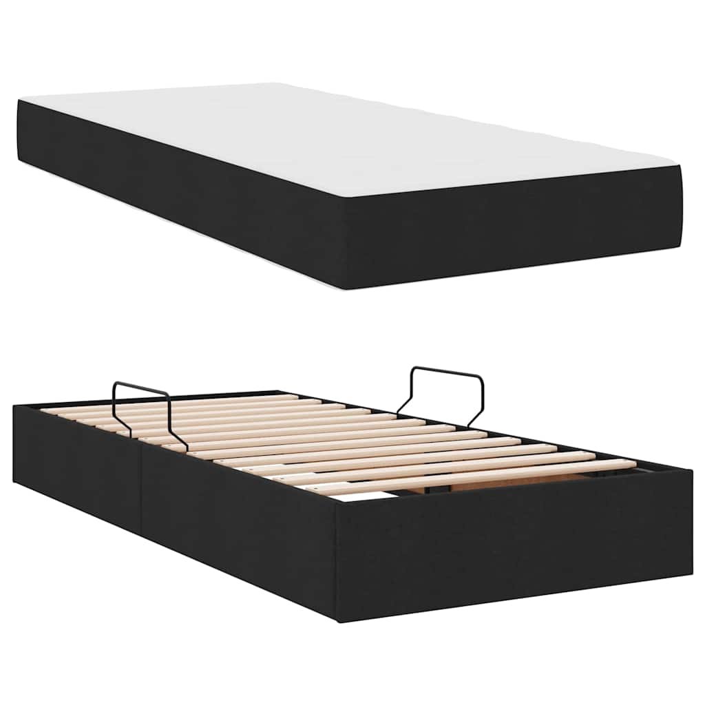 Lit avec rangement et matelas Noir 90 x 200 cm Polyester - XIOS