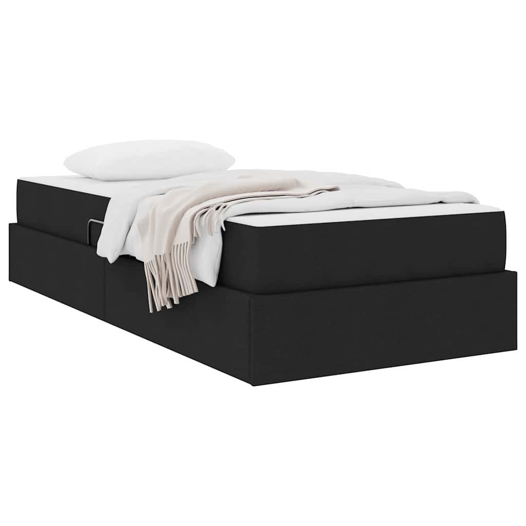 Lit avec rangement et matelas Noir 90 x 200 cm Polyester - XIOS