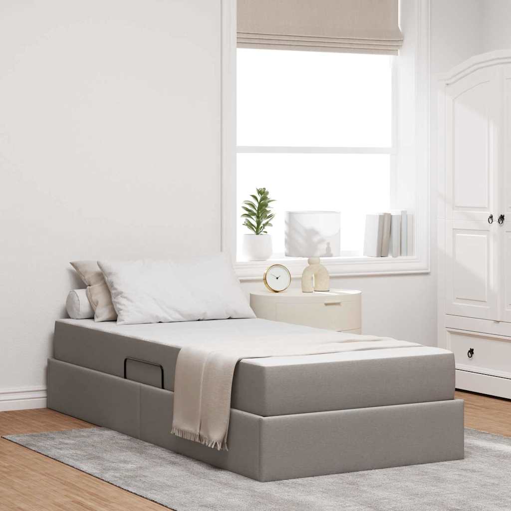Lit avec rangement et matelas Taupe 90 x 200 cm Polyester - XIOS