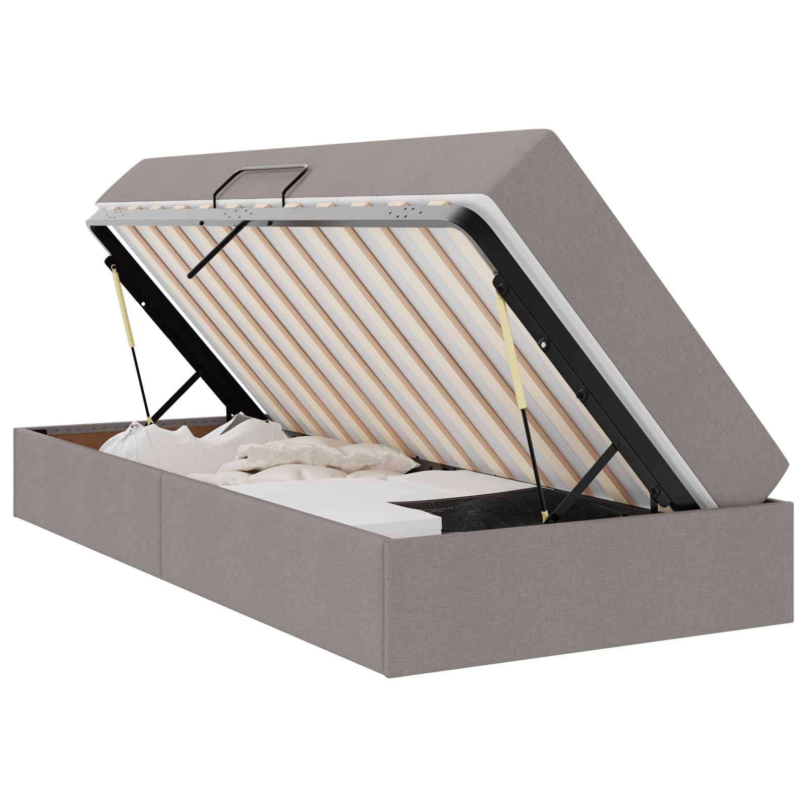 Lit avec rangement et matelas Taupe 90 x 200 cm Polyester - XIOS