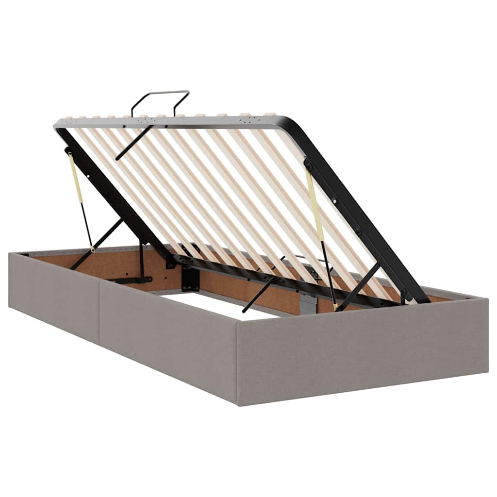 Lit avec rangement et matelas Taupe 90 x 200 cm Polyester - XIOS