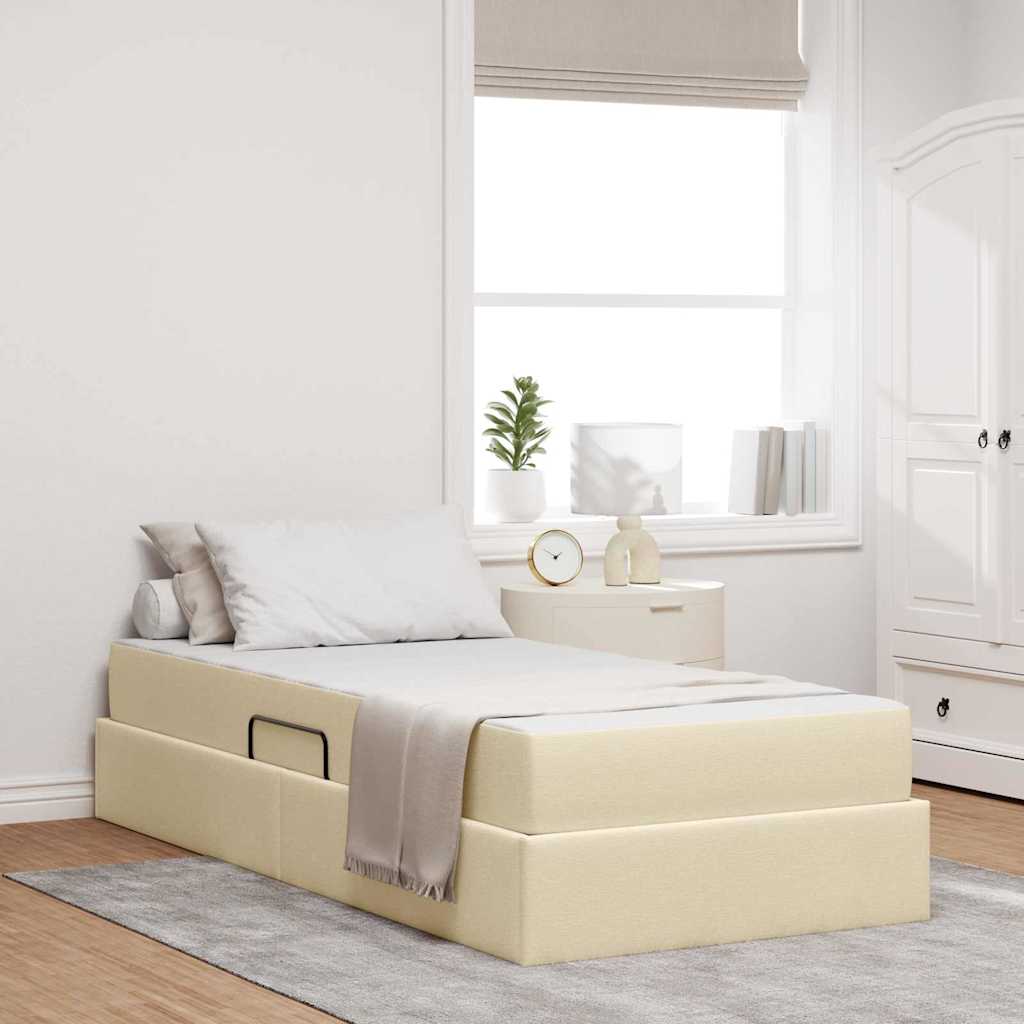 Lit avec rangement et matelas Crème 90 x 200 cm Polyester - XIOS