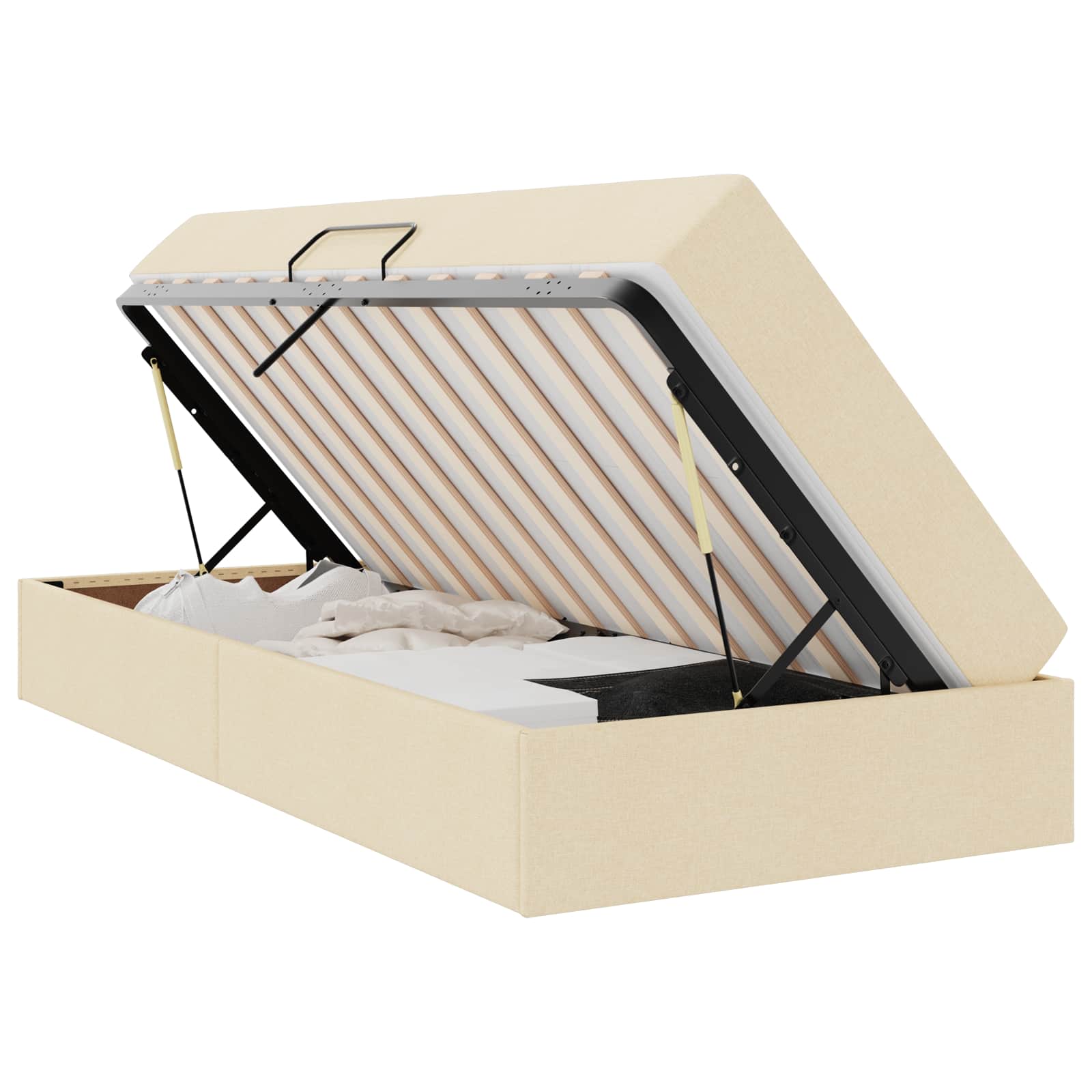 Lit avec rangement et matelas Crème 90 x 200 cm Polyester - XIOS