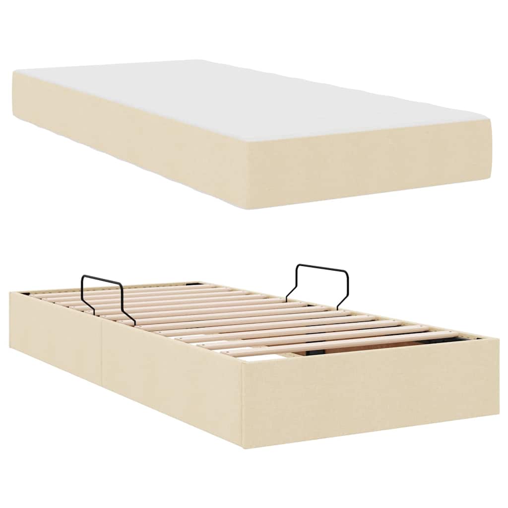 Lit avec rangement et matelas Crème 90 x 200 cm Polyester - XIOS