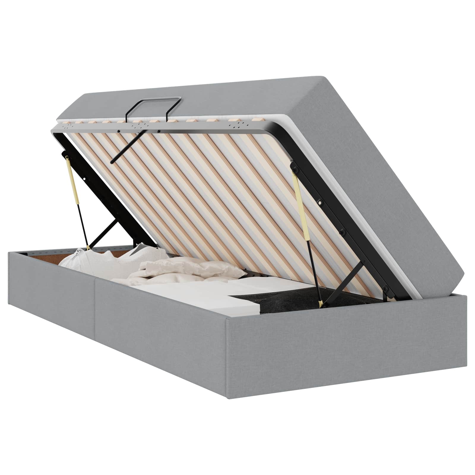 Lit avec rangement et matelas Gris clair 100 x 200 cm Polyester - XIOS