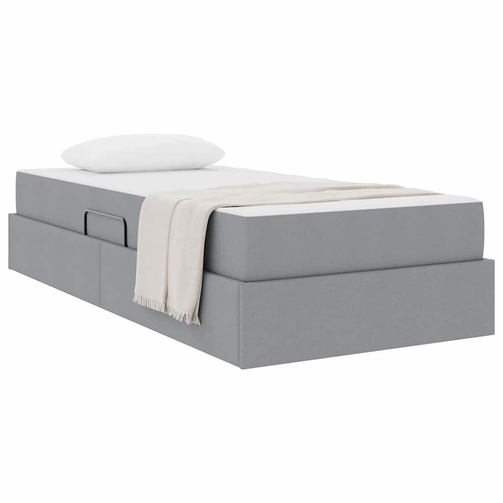 Lit avec rangement et matelas Gris clair 100 x 200 cm Polyester - XIOS