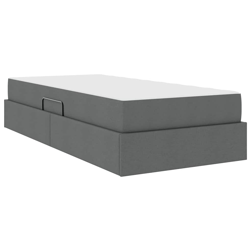 Lit avec rangement et matelas Gris foncé 100 x 200 cm Polyester - XIOS