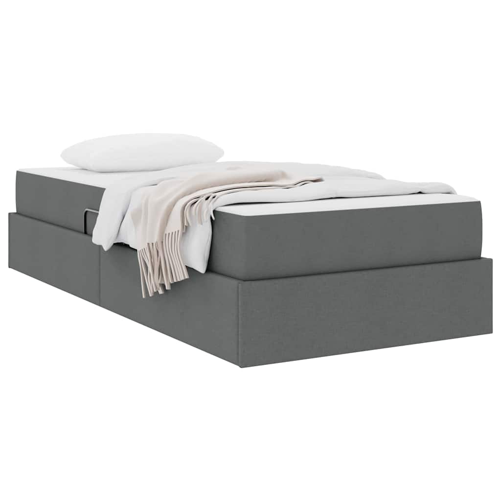 Lit avec rangement et matelas Gris foncé 100 x 200 cm Polyester - XIOS