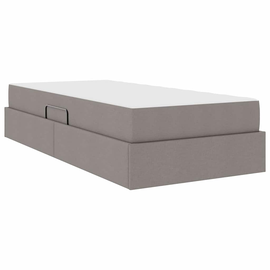Lit avec rangement et matelas Taupe 100 x 200 cm Polyester - XIOS