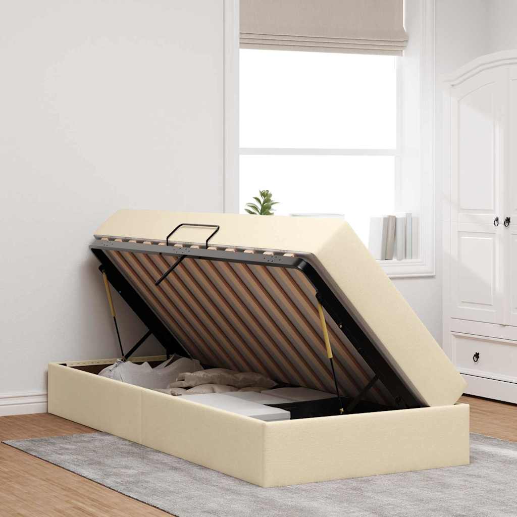 Lit avec rangement et matelas Crème 100 x 200 cm Polyester - XIOS