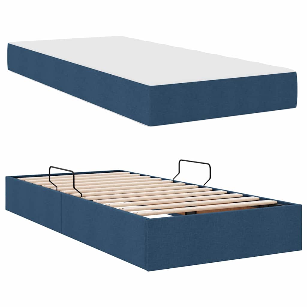 Lit avec rangement et matelas Bleu 100 x 200 cm Polyester - XIOS