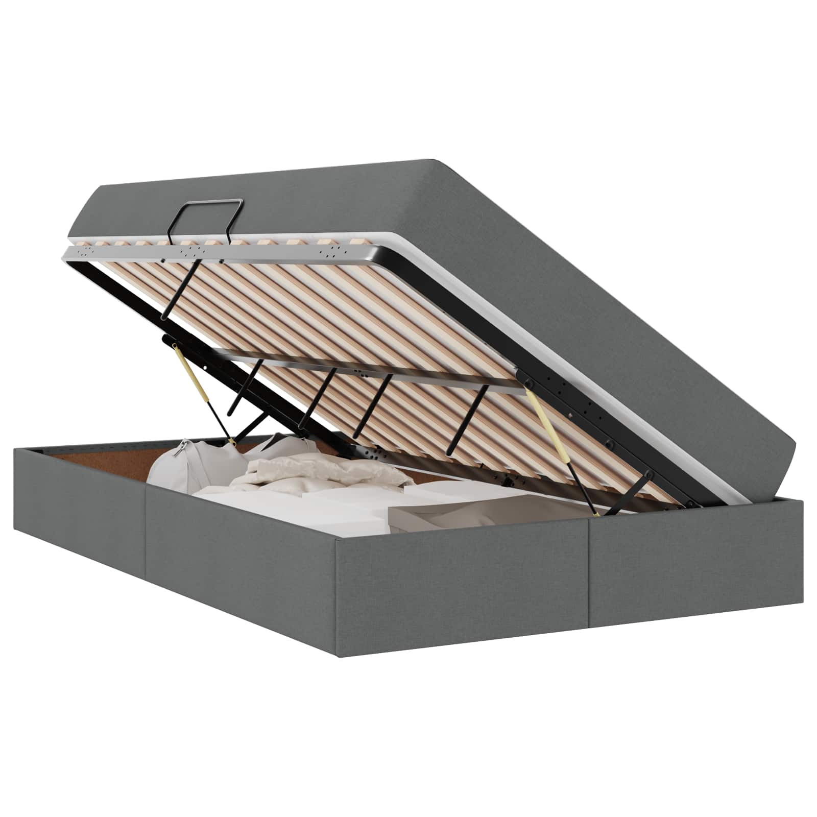 Lit avec rangement et matelas Gris foncé 120 x 190 cm Polyester - XIOS