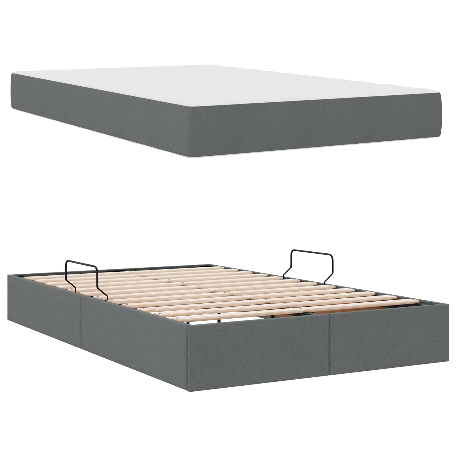 Lit avec rangement et matelas Gris foncé 120 x 190 cm Polyester - XIOS