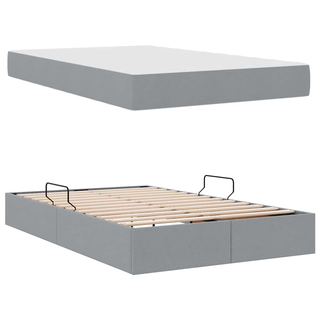 Lit avec rangement et matelas Gris clair 120 x 200 cm Polyester - XIOS