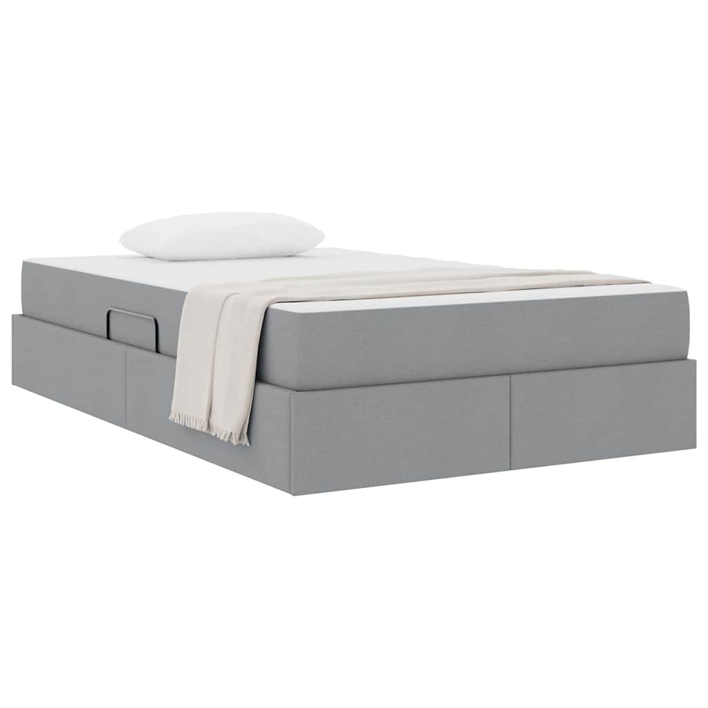 Lit avec rangement et matelas Gris clair 120 x 200 cm Polyester - XIOS