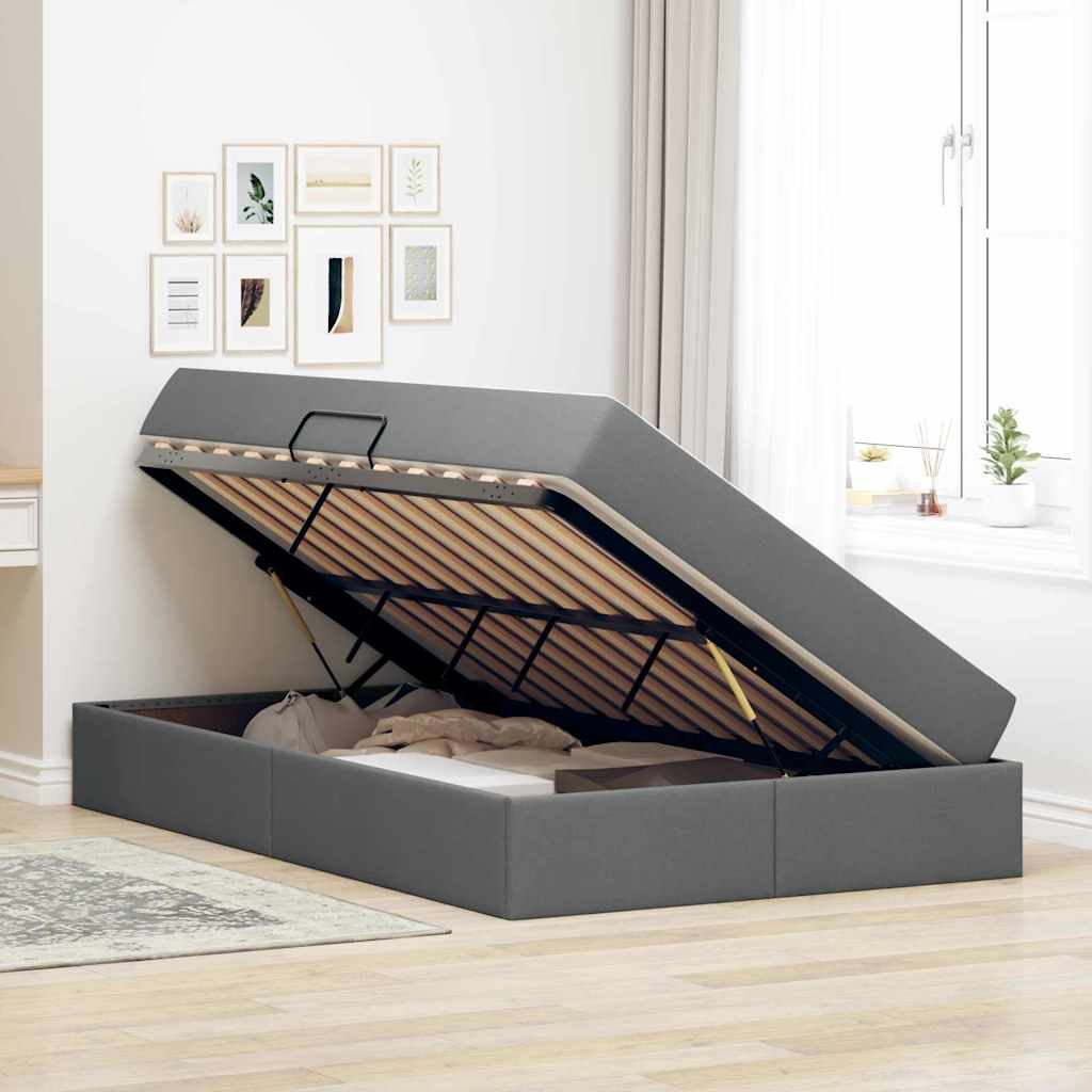 Lit avec rangement et matelas Gris foncé 120 x 200 cm Polyester - XIOS