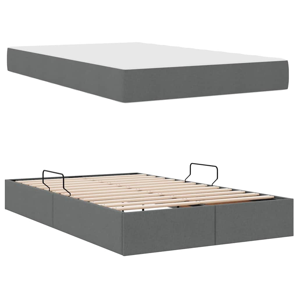 Lit avec rangement et matelas Gris foncé 120 x 200 cm Polyester - XIOS