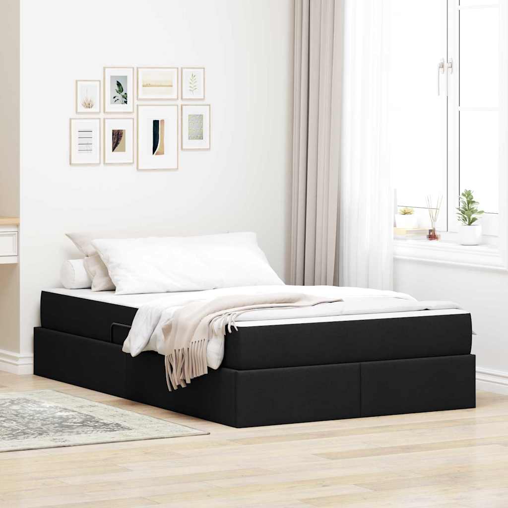 Lit avec rangement et matelas Noir 120 x 200 cm Polyester - XIOS
