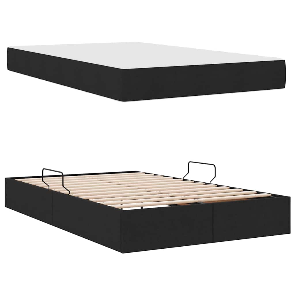 Lit avec rangement et matelas Noir 120 x 200 cm Polyester - XIOS
