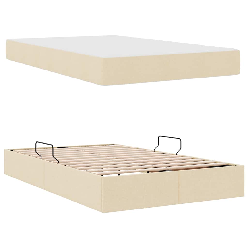 Lit avec rangement et matelas Crème 120 x 200 cm Polyester - XIOS