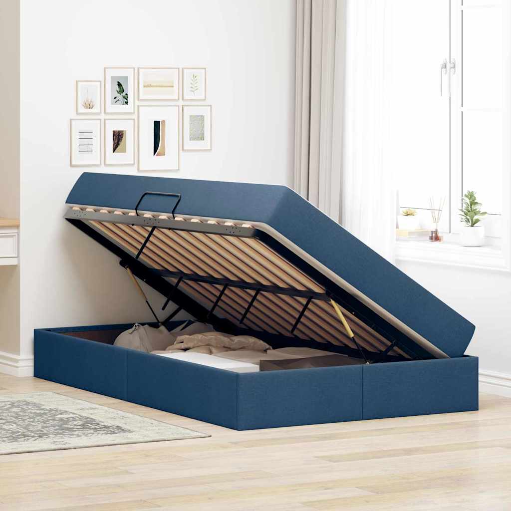 Lit avec rangement et matelas Bleu 120 x 200 cm Polyester - XIOS